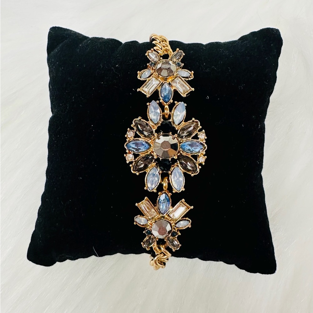 Avon Gold and Blue Floral Bracelet
